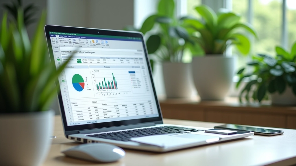 Spreadsheet on computer screen showing budget tracking, financial dashboard view