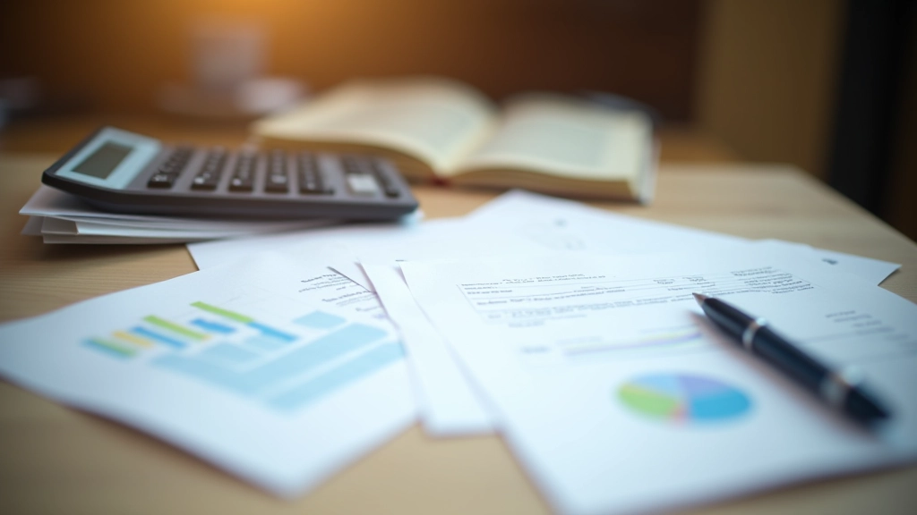 Financial documents and debt analysis on organized desk with calculator and pen