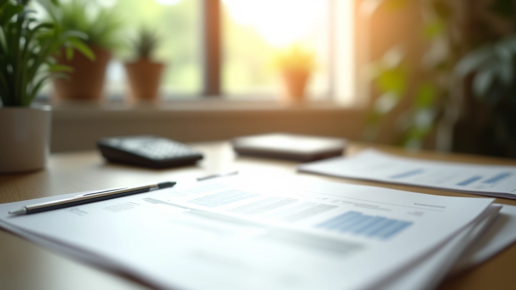 Professional financial planning workspace with documents and calculator