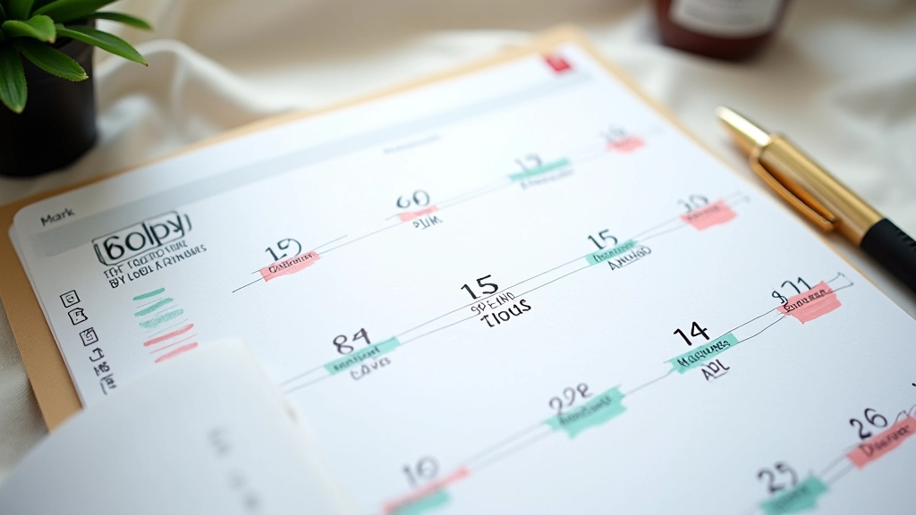 Close-up of calendar with marked bill payment dates and financial planning notes
