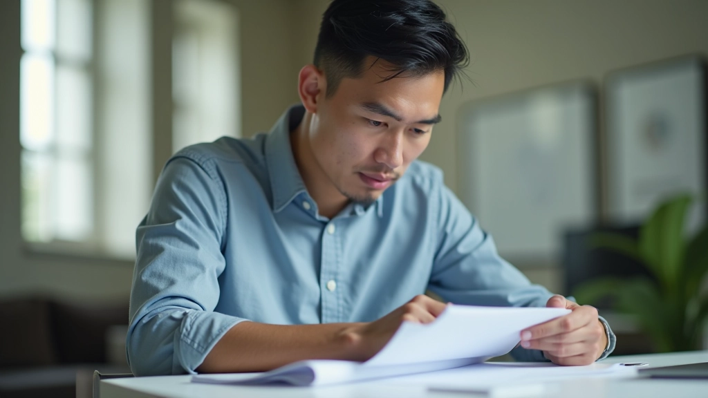 Professional woman reviewing financial documents at desk